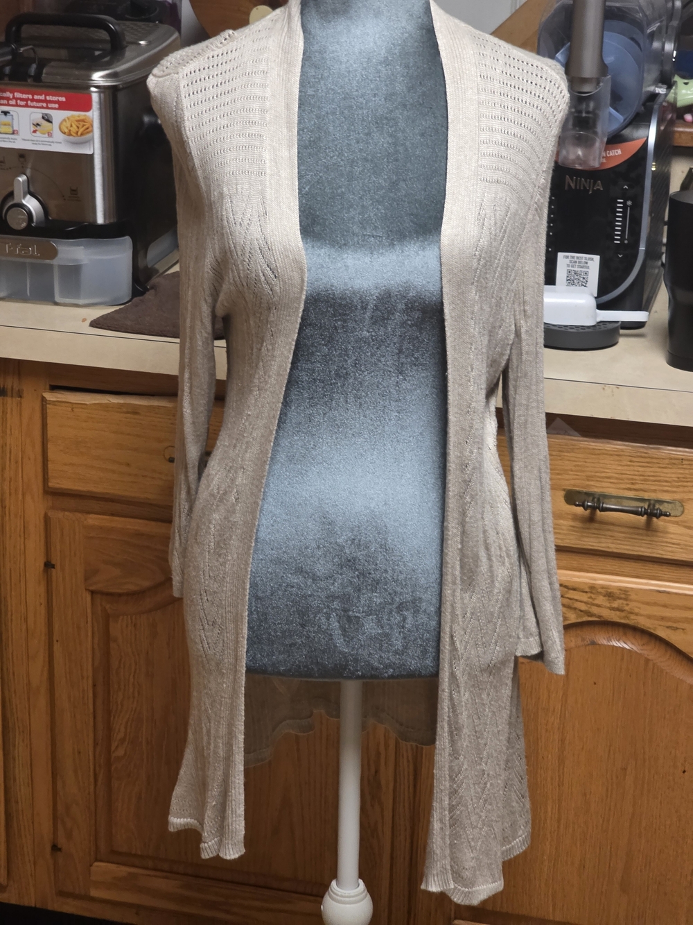 croft & barrow Light Taupe Open-Front Women's Cardigan
